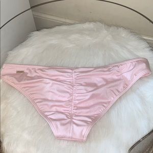Cheeky ruched pink bikini bottom